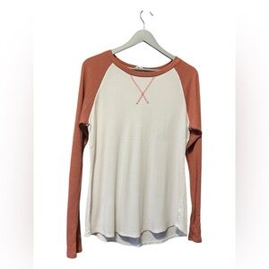 🟣Lovely Melody Colorblock Thermal Raglan Top – Large